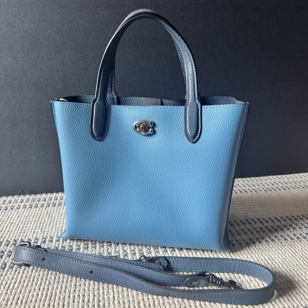NWT COACH Willow 24 Tote Pool Multi Blue Silver Tone Hardware Leather C8561